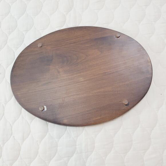 Vintage Holiday Christmas Tree Cheese Plate 14" Brown Beautiful Wood & White - Picture 4 of 7